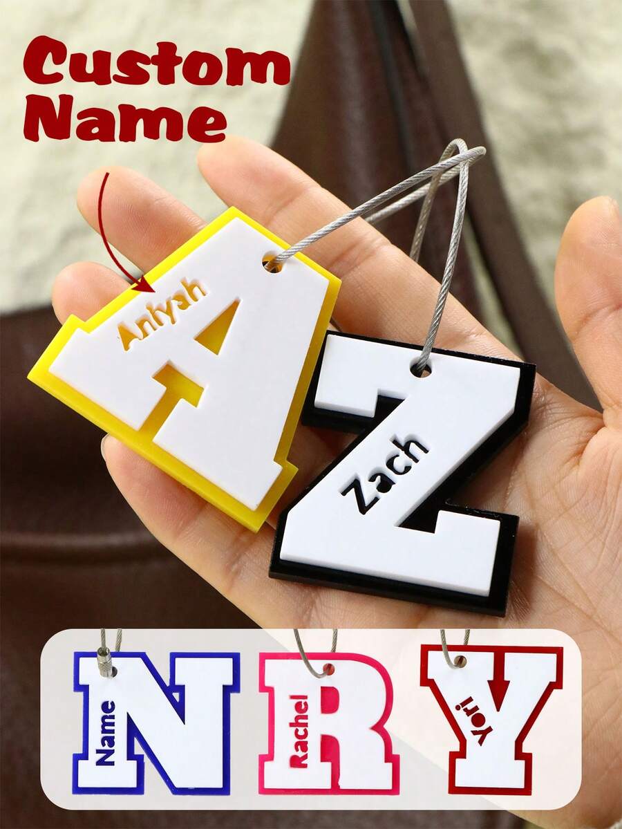 定制字母名字钥匙扣，个性化首字母包饰，日常百搭，可定制字母钥匙链，适用于背包或钱包，可定制名字配饰，母亲节礼物，送给朋友、情侣的贴心礼物，毕业或乔迁之喜的礼物 - 風格A - 查看 1