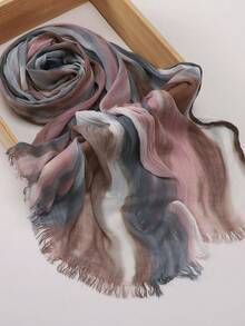 1pc Modest Hijab Asymmetrical Tie-Dye Tie Dye Muslim Headscarf, Soft And Breathable Modal Hijab Shawl - Multicolor - View 16