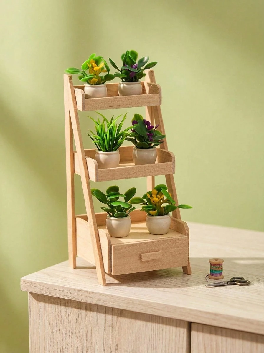 POKOJA LAND 4 件套娃娃屋植物、微型盆景植物、迷你盆栽植物、花卉模型、小型假绿色装饰玩具屋、家具、仿真盆栽植物人造植物、娃娃屋植物、模型制作、微型物品、微型玩具、小玩具、微型>娃娃屋、娃娃屋植物、迷你>玩具、迷你娃娃、微小物品、娃娃屋植物 - 彩色 - 查看 1