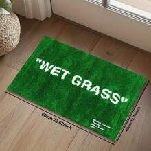 1pc WET GRASS Quote Doormat, Grass Graphic Theme, Non-Slip Absorbent Rug Indoor Outdoor Decor - 綠色 - 查看 8