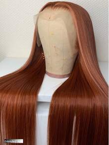 20 Inch Lace Front Human Blended Hair Wig - Straight HD Lace 180 Density Pre Plucked Bleached Knots Glueless 13x4 Frontal Wig For Women Brown - Brown - View 3