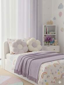 2 Pieces Daisy- Ultrashaped-Soft Plush Seat/Mat - 45x45 Cm - Made In Türkiye - Mauve Purple - View 2