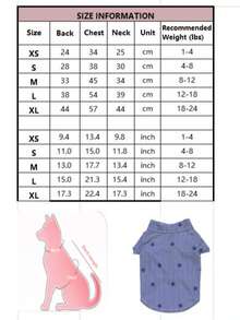 宠物服装，猫狗服装，宠物春季透气衬衫，蓝白条纹星形图案，适合猫狗的休闲衬衫 - 藍色 - 查看 2