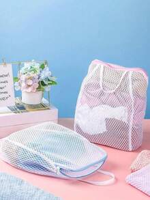 1pc Honeycomb Mesh Laundry Bag With Handle, 12x8 Inch Zipper Wash Bag For Delicates, Socks And Underwear - Pink And Blue, Breathable Laundry Organizer For Travel, Gentle Wash, Protects Lingerie, Delicates Care, Laundry Ty, Durable Zip, Compact Travel Essential, Multi-Use Washing Tote, Everyday Laundry Companion, Lightweight And Breathable Mesh Construction Enhances Airflow, Prevents Snagging Of Fabrics, Colorfast Finish, Easy To Wipe Clean, Ideal For Apartment Living And Campus Use - Multicolor - View 5