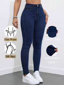 Women'S Plus Size High Stretch Flare Jeans - Featuring A High Waist, Suitable For Machine Washing, All-Season Denim Trousers, Bootcut Jeans, Classic Blue Flared Trousers For Women, Women's High Elastic Straight-Leg Jeans- Comfortable And Fashionable Slant Pocket Jeans, Casual Jeans, Suitable For Casual Outfits - 藍色 - 查看 3