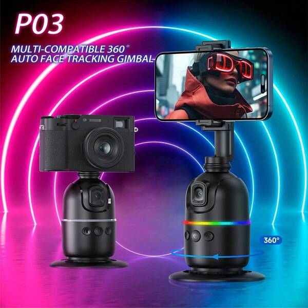 Intelligent 360 ° Follow-Up Pan Tilt 360 ° Face Tracking Phone Stand Selfie Stick, Compatible With Intelligent Follow-Up Pan Tilt, Anti Shake And No Lag, Home Intelligent Follow-Up Pan Tilt Phone Stand Selfie Stick, 360 ° Rotation, Supports Horizontal And Vertical Screen Shooting. Support Camera