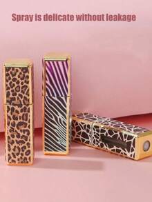 1pc 5ml Leopard Print Square Perfume Refillable Bottle, Portable Travel Perfume Bottle With Bottom Filling, Refillable Leopard Print Square Perfume Travel Bottle, 5ml Bottom Refillable Textured Decant Bottle - Multicolor - View 2