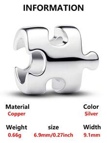 1 pezzo Braccialetto/Collana minimalista con perline d'argento, include note musicali, puzzle, farfalla, serpente, cavallo, gioielli fai-da-te in rame creativo, piccolo regalo versatile - Argento - Visualizzare 14