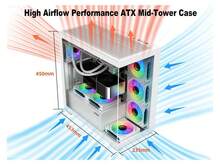 SAMA SV01 Gaming PC Case Computer Mid Tower ATX Case White With 4 Addressable RGB Fans Pre-Installed, Back Plug Motherboard Design, Tempered Glass Transparent Side Panel - trắng - Xem 6