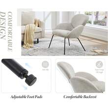 Chairus 1PC Scandinavian Grey Chenille Lounge Chair With Metal Legs - Light Grey - View 6