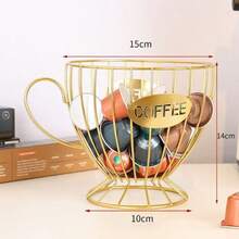 2pcs Iron Coffee Capsule Holder, Minimalist Modern Black & Gold Coffee Cup Design With "Coffee" Text, Suitable For Home/Office Capsule Storage, Small Items/Candy Organizer, Home Decor, Cafe Display, Photography Props - Multicolor - View 6