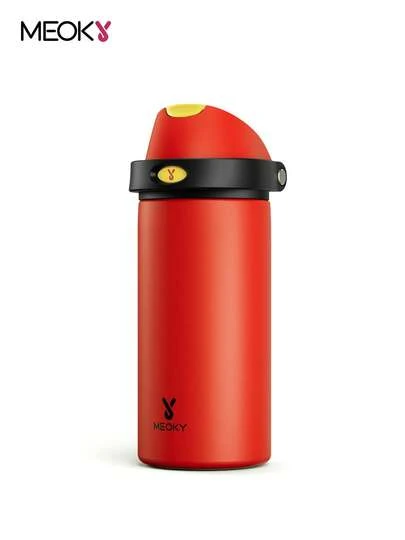 Meoky 18oz Vacuum Insulated Water Bottle With 2-In-1 Straw And Spout Lid, Keeps Hot/Cold For 24 Hours, Leak-Proof, Fits Car Cup Holders, Stainless Steel Cup For Sports, Travel And School