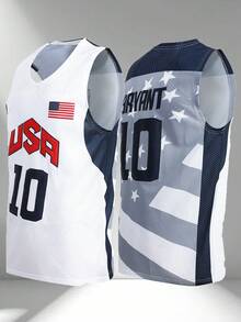 Áo thun nam không tay cổ chữ V thêu logo bóng rổ, màu đen, kiểu dáng thường ngày, thích hợp cho các buổi tiệc hoặc thể thao. - trắng - Xem 1