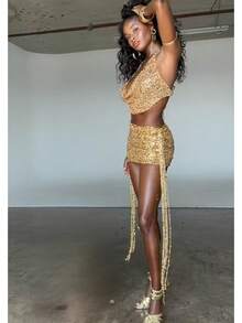 GY27027 Sexy Hot Girl Hollow Out Beaded Set (Bag Not Included) - Skirt Set - View 8