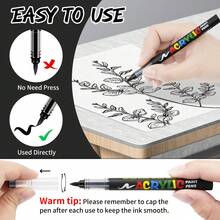 1pc 8pcs/12pcs Set All White/All Black Or 6 White 6 Black Soft Brush Tips, 0.5-5mm Adjustable Width, Water-Based Quick Drying, Suitable For Stone, Wood, Metal, Glass, Canvas Painting, Handmade Graffiti - Black and White Markers - View 9