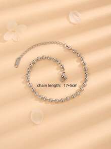 1 chiếc vòng tay đính hạt phong cách Hàn Quốc tối giản, thanh lịch, sang trọng, đa năng, phụ kiện thời trang cá nhân hóa dành cho nữ, chất liệu thép titan (hạt ngẫu nhiên) - Màu thép 1 - Xem 3