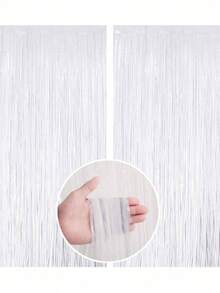 1/2/4 Piezas Cortinas metálicas brillantes de color blanco, decoración de fondo para fiestas, accesorios de fotografía, adecuadas para compromiso, cumpleaños, despedida de soltera, decoración de fondo, fiesta de revelación de género, recuerdos de fiesta (color y estilo aleatorios) - Blanco - Ver 9