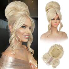 二合一抽绳马尾假发，带长刘海，自然发型假发，女士发饰 - 彩色 - 查看 12