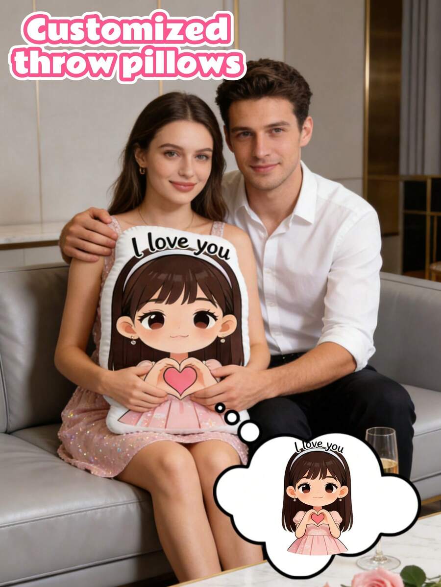 Customized Personalized Photo Pillows - Shaped Throw Pillows, Can Be Customized With Cute Or Funny Couple Photos, Double-Sided 3D Pillows, Perfect Gifts For Dad/Mom/Family/Her/Him/Girlfriend/Boyfriend, Couple Birthday Gifts | Valentine's Day Gifts | Wedding Gifts - Upload Picture Customization - View 1