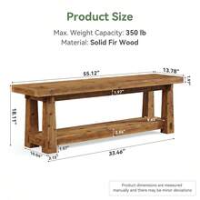 Tribesigns 55" Solid Wood Entryway Bench With Shoe Storage, Rustic Charred Wood Grain Foyer Bench With Open Shelf For Hallway, Mudroom, Bedroom, Easy Assembly, Brown - Light Brown - View 3