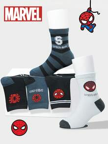 Marvel 1/5/10 Pairs Kids Cute Superhero Series Socks, Boys' Mid-Calf Socks, Korean Cartoon, Autumn/Winter, Girls' Socks, Children & Superhero Character Socks - Multicolor - View 11