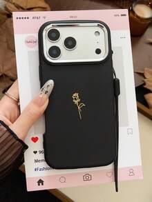 1个创意金色玫瑰硅胶腕带手机壳，金属边框椭圆形全软硅胶材质，兼容苹果X/XS Max/11/12/13/14/15/16/17 Pro Max、A14/A15/A52/A53/A54/A55/A34/A05/A05S/A23/A24/A25/S20FE/S21FE/S22/S23/S24、12C/13C/14C、Transsion SMART 7/SPARK 2024。 - 胖墩黑色 - 查看 2