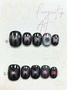 10片装黑洞变色龙蝴蝶美甲贴纸，时尚高端个性化美甲用品（1片果冻贴纸+1把指甲锉） - 彩色 - 查看 4