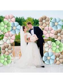 5pcs 18-Inch Pink Daisy Flower Foil Balloons, Decoration For Birthday Party, Festival, Anniversary - Multicolor - View 4