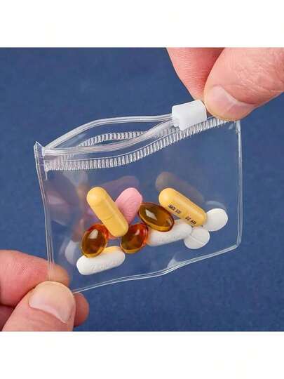 5/10/30/50pcs Jewelry Storage Roll-Up Pouch, Reusable Jewelry Organizer Pouch, Self-Sealing Portable Medicine Bag With Zipper, Suitable For Travel And Daily Use Back To School