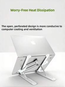 Soporte ajustable para portátil de escritorio, plegable y portátil con ajuste de ángulo libre, de ABS+Silicona+Aluminio, soporte para portátil y notebook, con ventilación y refrigeración, accesorio de soporte para portátiles, tabletas y libros (Negro/Blanco, 1 pieza) - Multicolor - Ver 12