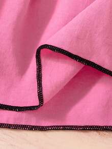 2 pièces/set Ensemble débardeur + short pour bébé fille, décontracté et mignon avec nœud, adapté pour l'été et les sorties, tenue à bretelles pour bébé fille - Rose vif - Voir 9