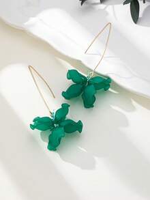 1 par de pendientes florales acrílicos elegantes y retro de moda - Marrón - Ver 9