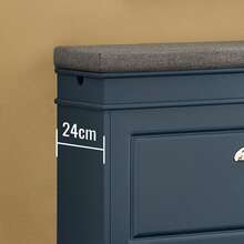 SoBuy Hallway Shoe Bench Shoe Rack Shoe Cabinet With Seat Cushion And Flip-Drawer Blue W75 X D24 X H52cm FSR82-L-B - Blue - View 6