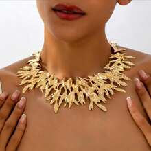 1pc Glamorous Versatile Exaggerated Luxury Metal Choker Necklace For Women - Yellow Gold - View 7