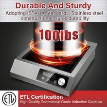 1800W Commercial Induction Cooktop: Features 10-Level Precision Power Control And Low-Noise Cooling For Home Chefs And Party Catering,With Knob And LCD Screen - Silver - View 6
