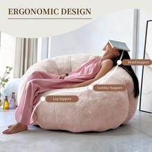 Puff, sofá puf grande, sillón tapizado para adultos, puf gigante cómodo, diseño espacioso, adecuado para leer, jugar o relajarse. - Rosa - Ver 6