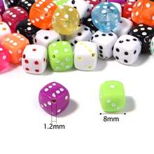 50pcs 8mm Black Acrylic Dice Beads, For DIY Jewelry Making - Fashionable Geometric Pattern - Dice - View 2