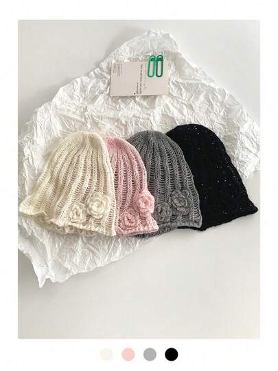 Mixed Fabric Spring/Summer Hollow Out Fashionable Knitted Fisherman Hat, Versatile Atmosphere-Enhancing Face-Slimming Yarn Hat, Tie-Dye Boho Party Elegant Vintage Street Chic Palace Style Knitted Fisherman Hat