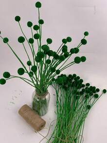 Flores Secas Vibrantes Variadas - Misture e Combine, Adequadas para Artesanato DIY, Decoração de Casa e Presentes - Buquê de Flores em Forma de Coração Multicolorido Eterno, Para Quadros, Vasos, Decorações de Festa e Presentes de Feriados - Design de Haste de Madeira de Longa Duração, Ideal para Ação de Graças, Dia das Mães, Dia dos Namorados e Aniversários - Bola Dourada - Verde - Visão 4