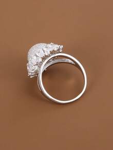 1pc Creative Sunflower Design Cubic Zirconia Inlaid Fashion Ring For Women - Multicolor - View 7