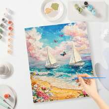 1 Set Sunflower Personalized DIY Digital Oil Painting Kit, Birthday Gift Puzzle Set, No Painting Experience Required, Can Be Used As Wall Art, Easy To Complete Exquisite Artwork, Size 40x50cm - Mustard Yellow - View 18