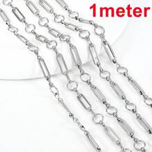 1m Stainless Steel Jewelry Making Chain, Hollow Rectangular Design With Round Spacers, Suitable For DIY Necklace, Bracelet And Other Accessories - Stainless Steel Chain - View 14
