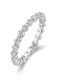 925 Sterling Silver Moissanite Ring, Hypoallergenic, Engagement/Wedding Ring, Minimalist Niche Design, Versatile Daily Wear, Wedding/Anniversary/Birthday Gift, Comes With Gift Box And Certificate - Silver - View 14