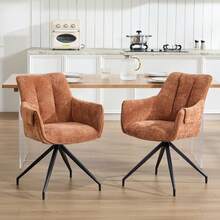 Chairus Set Of 2 360° Swivel Linen Chairs For Kitchen Or Office - Brown - View 2