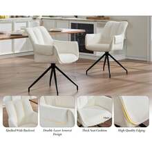 Chairus Set Of 2 360° Swivel Linen Chairs For Kitchen Or Office - Beige - View 4