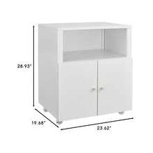 MUEBLE METÁLICO PARA IMPRESORA y ARCHIVADOR - Estante de 2 Niveles con Estante Ajustable y Puertas con Cerrojo, Organizador Móvil Bajo Escritorio - Blanco - Dos capas - Ver 2