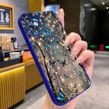 1pc Butterfly Forest Design Shockproof Phone Case Compatible With Apple, /Galaxy, Infinix, Redmi, OPPO, VIVO, Realme Waterproof Anti-Fall Scratch Resistant - Blue - View 4