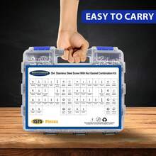 Clear-View DIY Hardware Kit With Blue Storage Box, 1575pcs 304 Stainless Steel Bolts, Nuts, Washers | Essential For Home Repairs & Workshop Projects - Blue - View 8