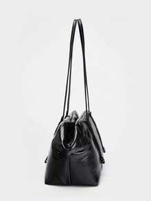 2026 New Arrival High-End Niche Textured One Shoulder Tote Bag, Fashionable Underarm Large Capacity Handbag - Black - View 3