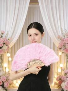 Mwoot Women's Feather Fan, Embroidered Flower Malabou Feather Fan, 1920s Retro Folding Hand-Held Feather Fan, Suitable For Costume, Dance, Wedding, Party, Tea Ceremony - Multiple Styles - View 5